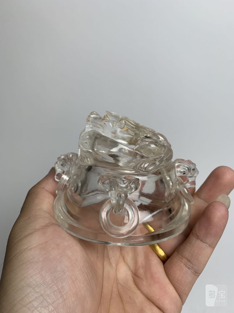 清中期 水晶龙钮活环耳三足炉 - 图6